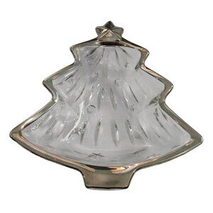 Vintage Mikasa Studio Nova Yuletide Spirit Silver Tree-Shaped Sweet Dish EUC